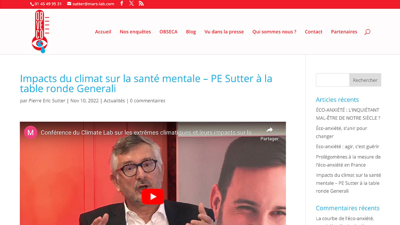 Impacts du climat sur la santé mentale – PE Sutter à la table ronde Generali